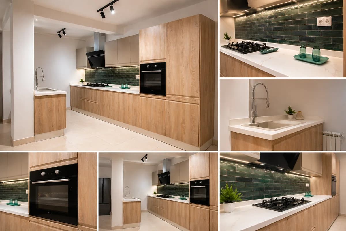 Cuisine Nature Verde BM Wood avec bois chaleureux et accents verts