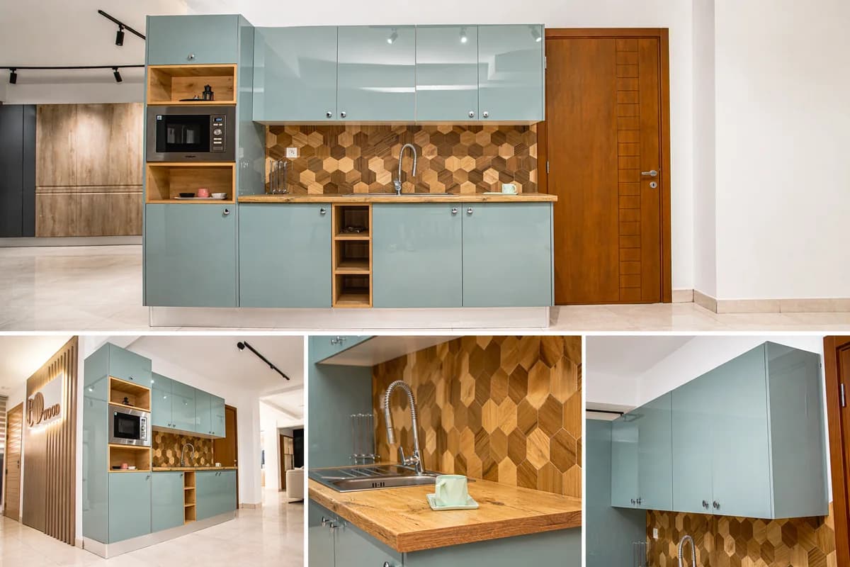 Kitchenette VerdeLux BM Wood avec mini bar encastre