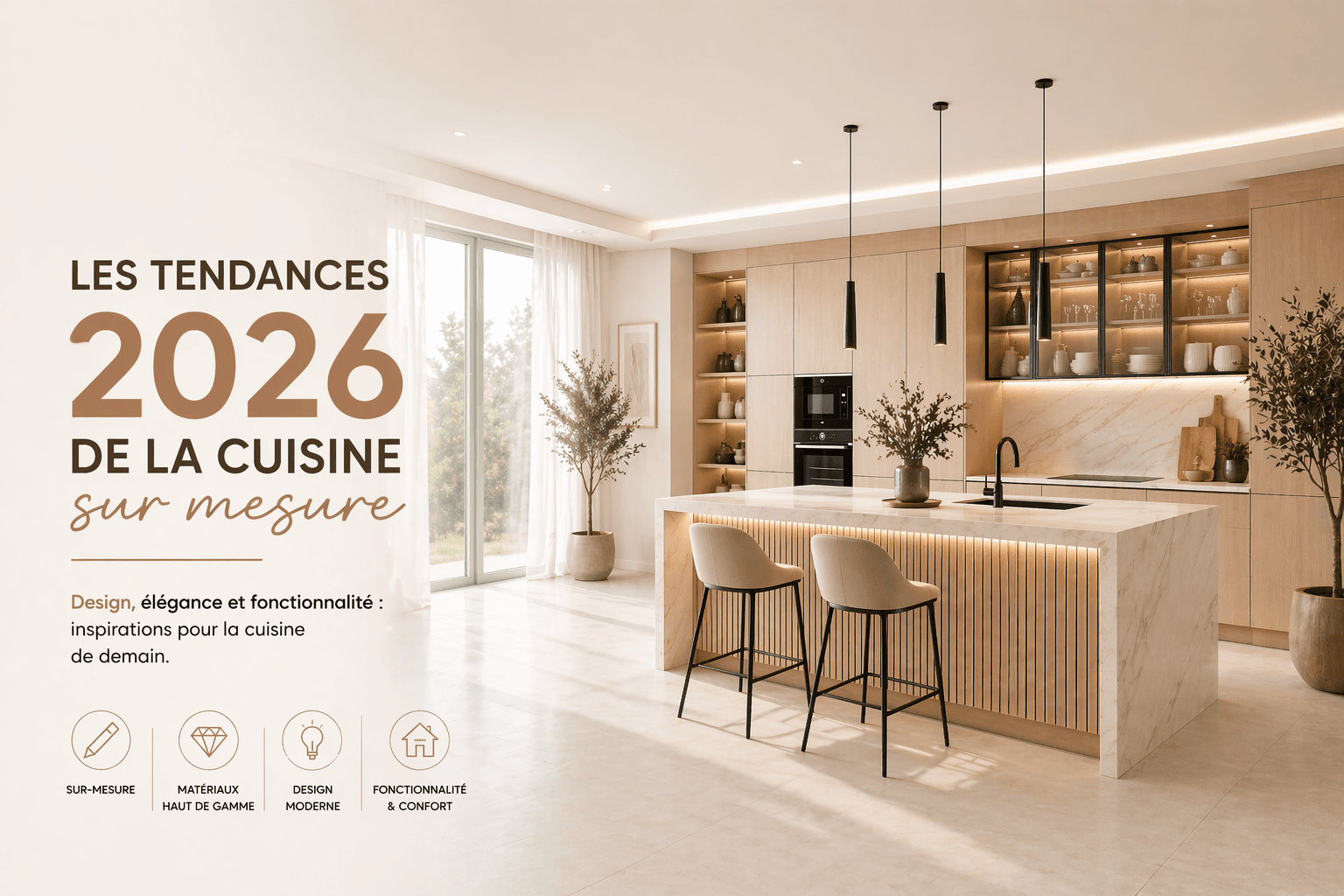 Les tendances 2026 de la cuisine sur mesure : design, élégance et fonctionnalité